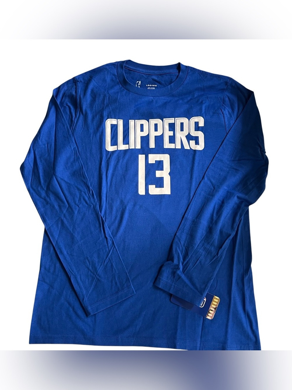 NWT LA Clippers Paul George #13 Long Sleeve Tee Youth NBA Blue